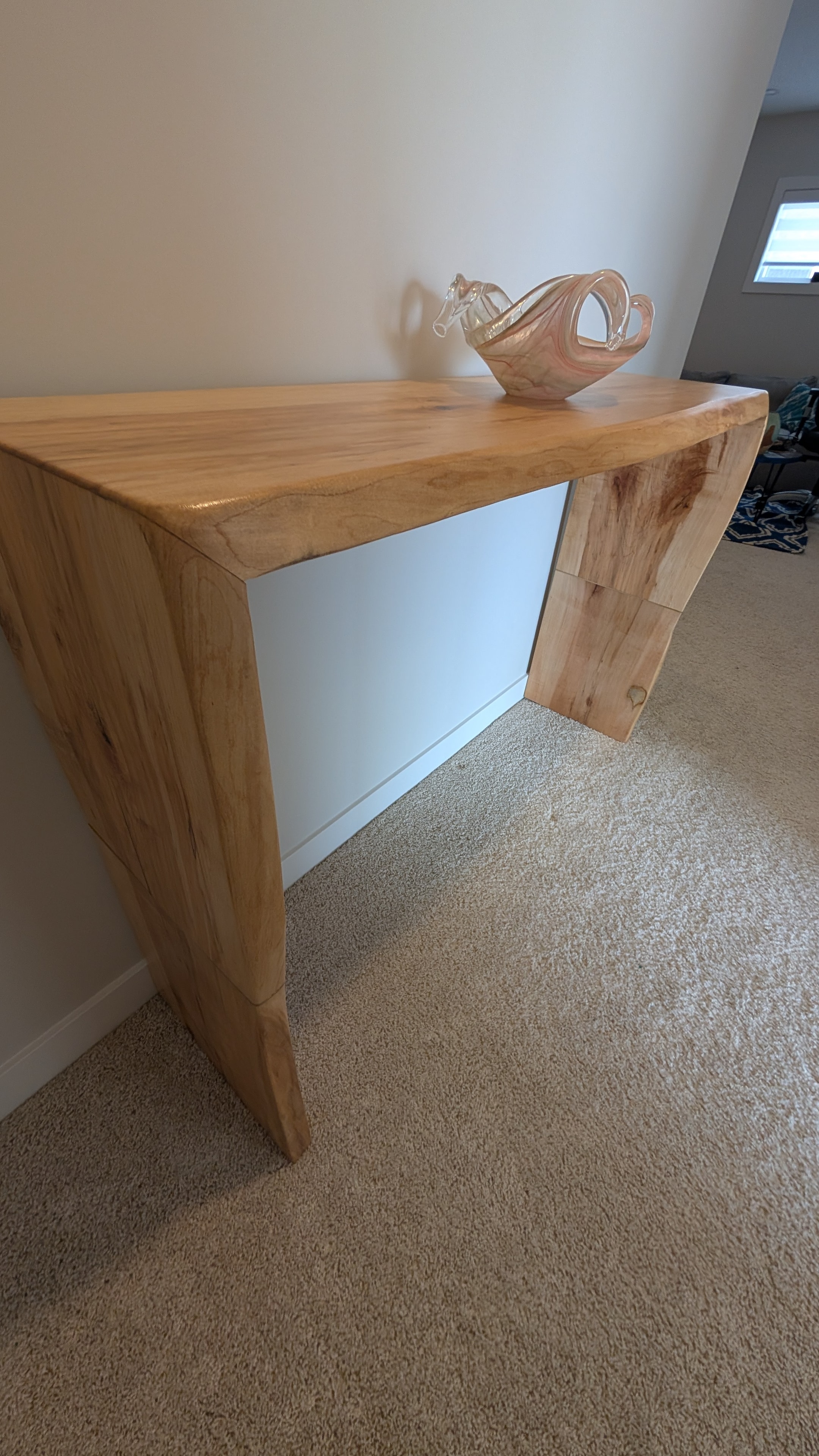 Spalted maple waterfall console table — Calgary Wood Works